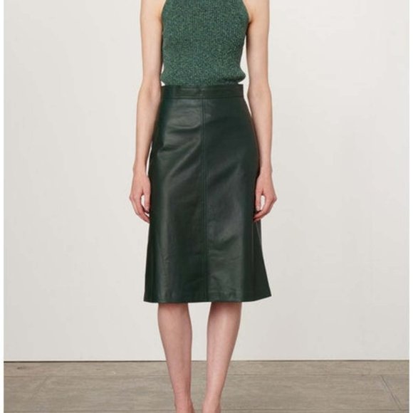 Vanessa Bruno Rochelle Leather Skirt - Vert, NWT - Picture 2 of 8